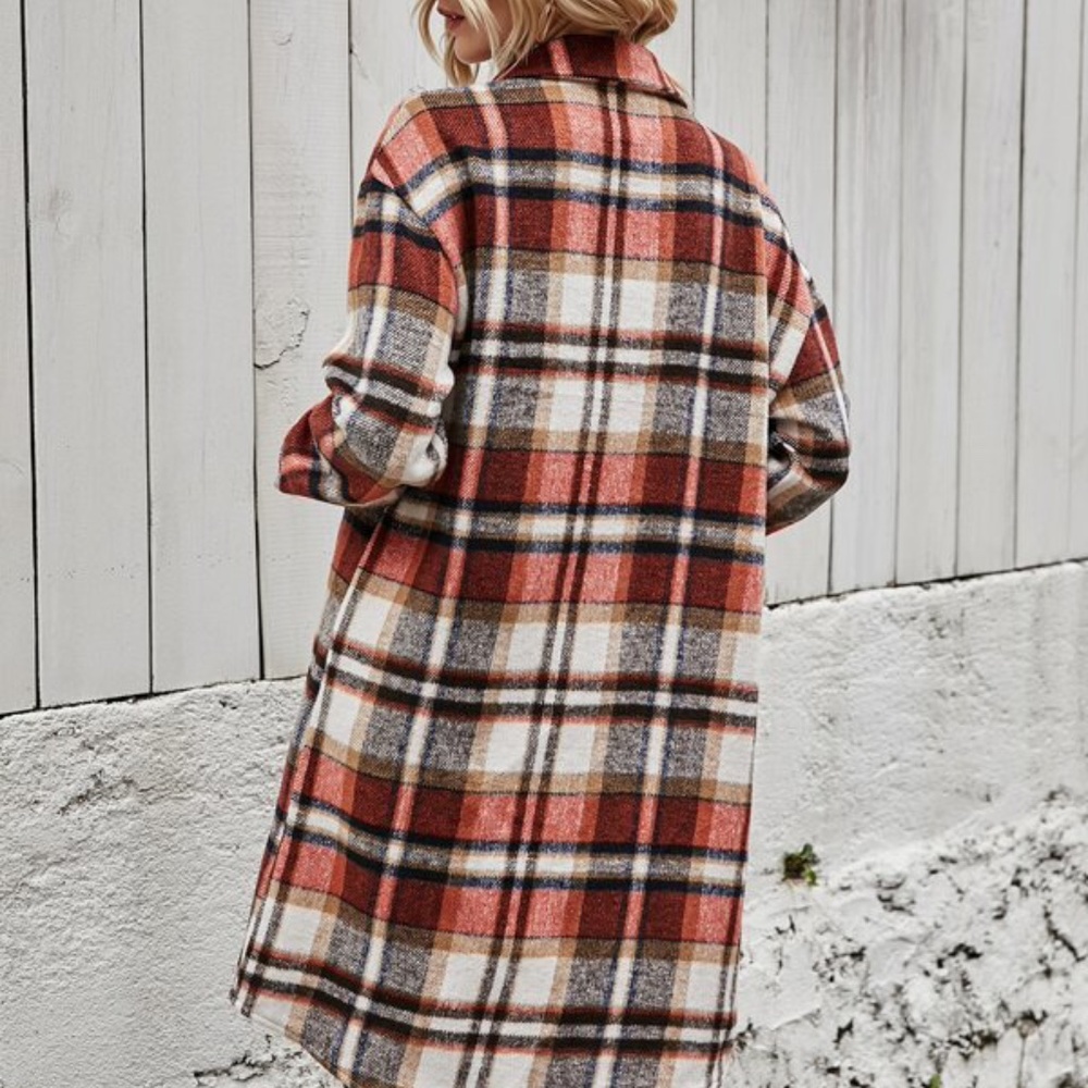 Comfy Plaid Buttonup Oversized Jacket Shacket - Picture 4 of 4